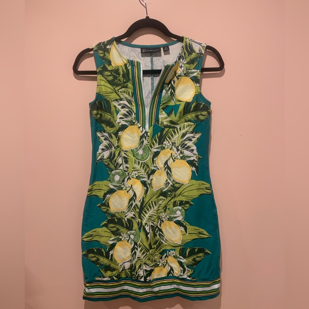New York And Company Sleeveless Dress Lemons Size XS
